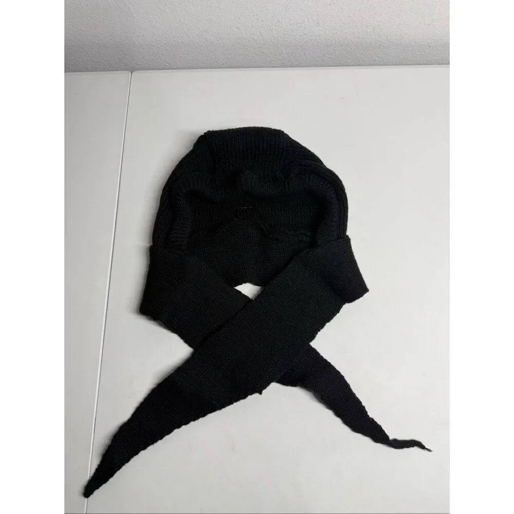 Knitted Winter Balaclava Thickened One-Piece Scarf Cap Hooded Y2K One Size Black